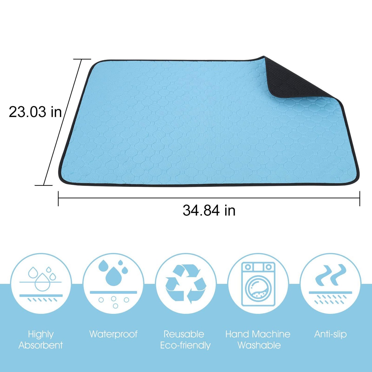 AdoraPet EcoPaws™ – 2-Pack Washable Dog & Cat Pee Pads | Waterproof, Fast-Dry, Non-Slip Training Mats