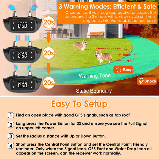 AdoraPet FreedomTrack™ – 2-in-1 GPS Dog Fence & Real-Time Tracker | Waterproof, Wireless & Travel-Ready