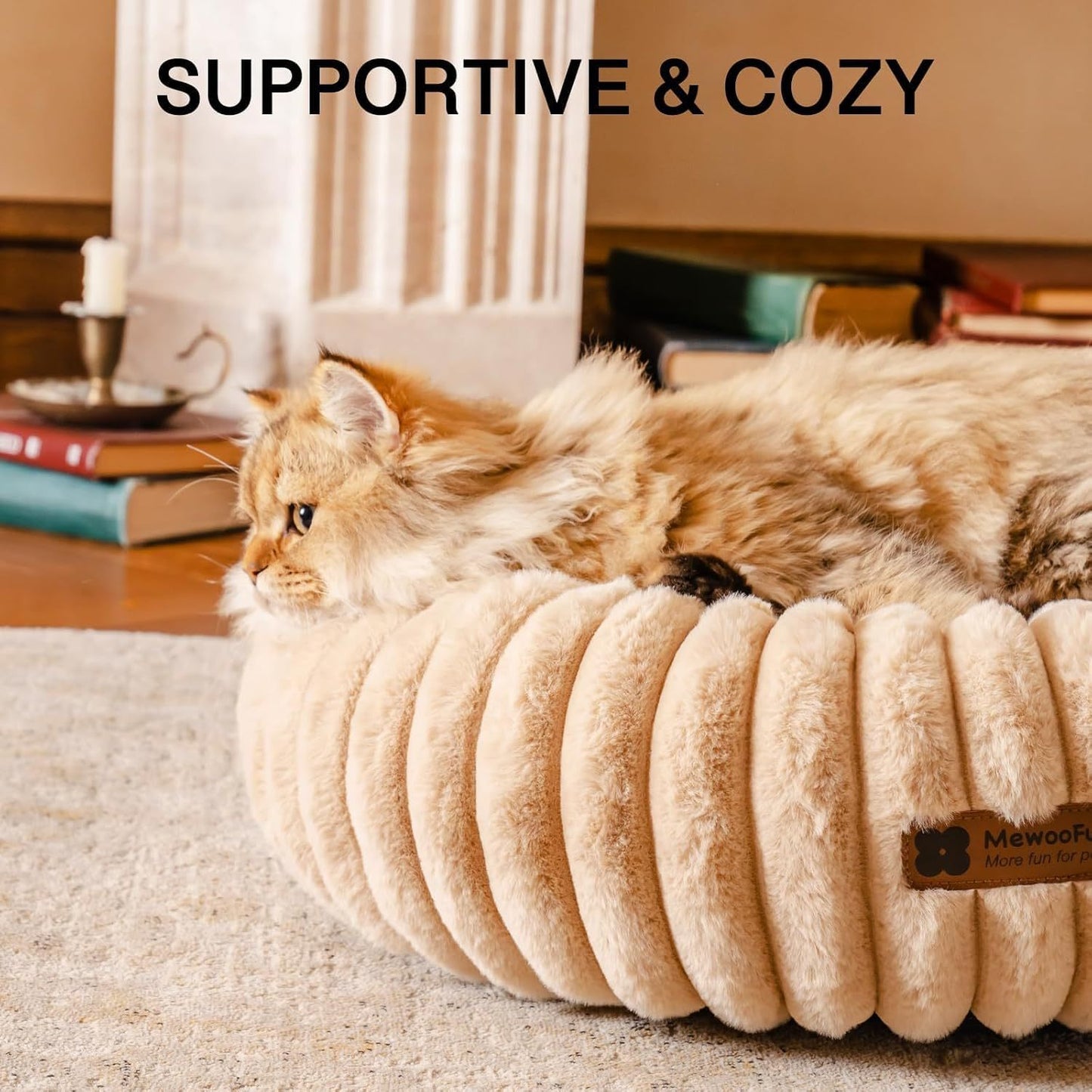 AdoraPet CozyCloud™ Donut Bed – Recycled-Fill, Washable & Calming Nest for Cats & Small Dogs