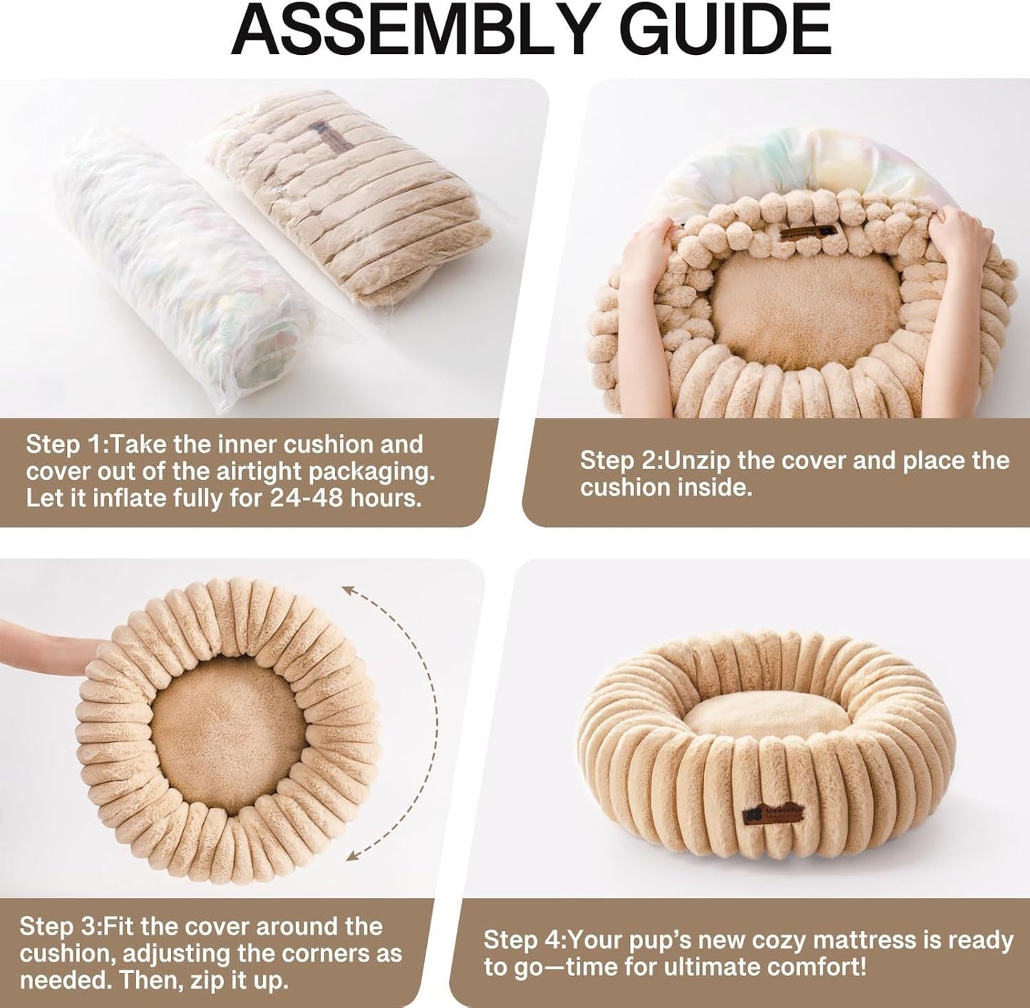 AdoraPet CozyCloud™ Donut Bed – Recycled-Fill, Washable & Calming Nest for Cats & Small Dogs
